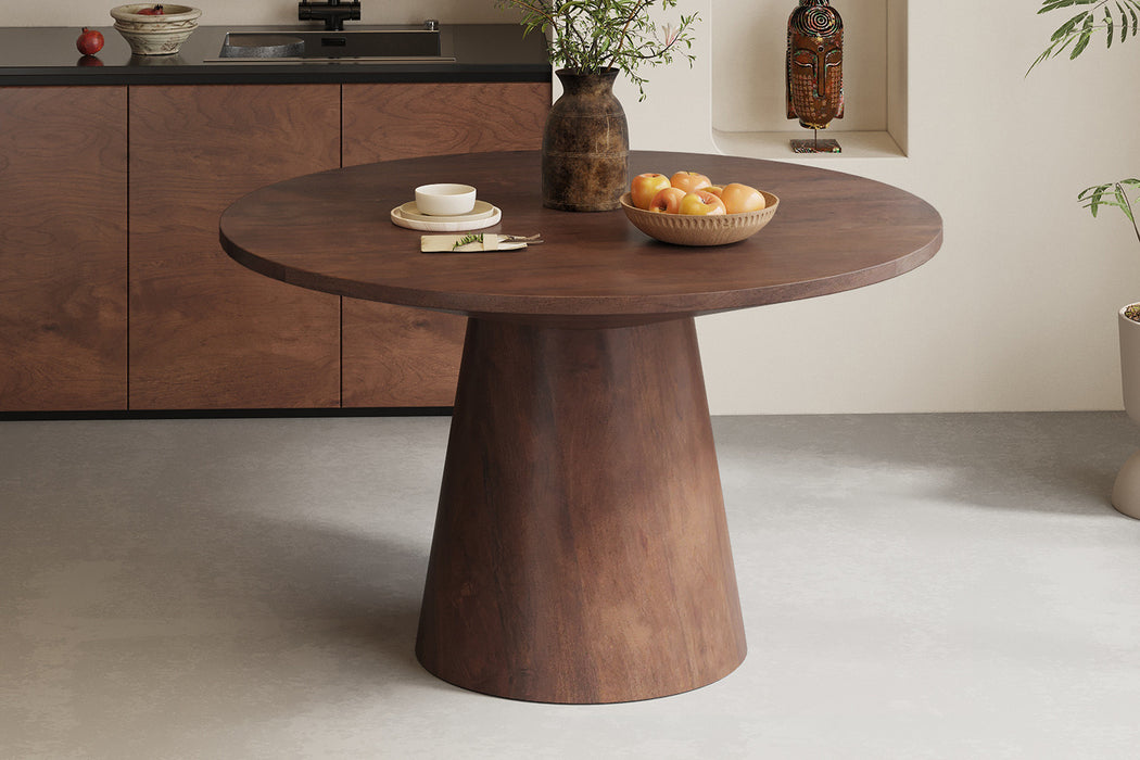 Tafel 'Tommy' 130 cm Rond Mango hout Bruin (2c)