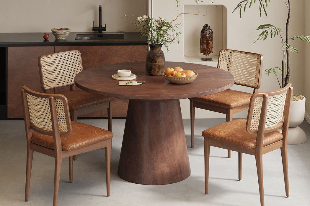 Tafel 'Tommy' 130 cm Rond Mango hout Bruin (2c)