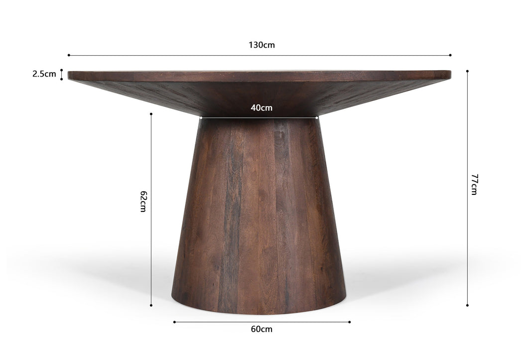 Tafel 'Tommy' 130 cm Rond Mango hout Bruin (2c)