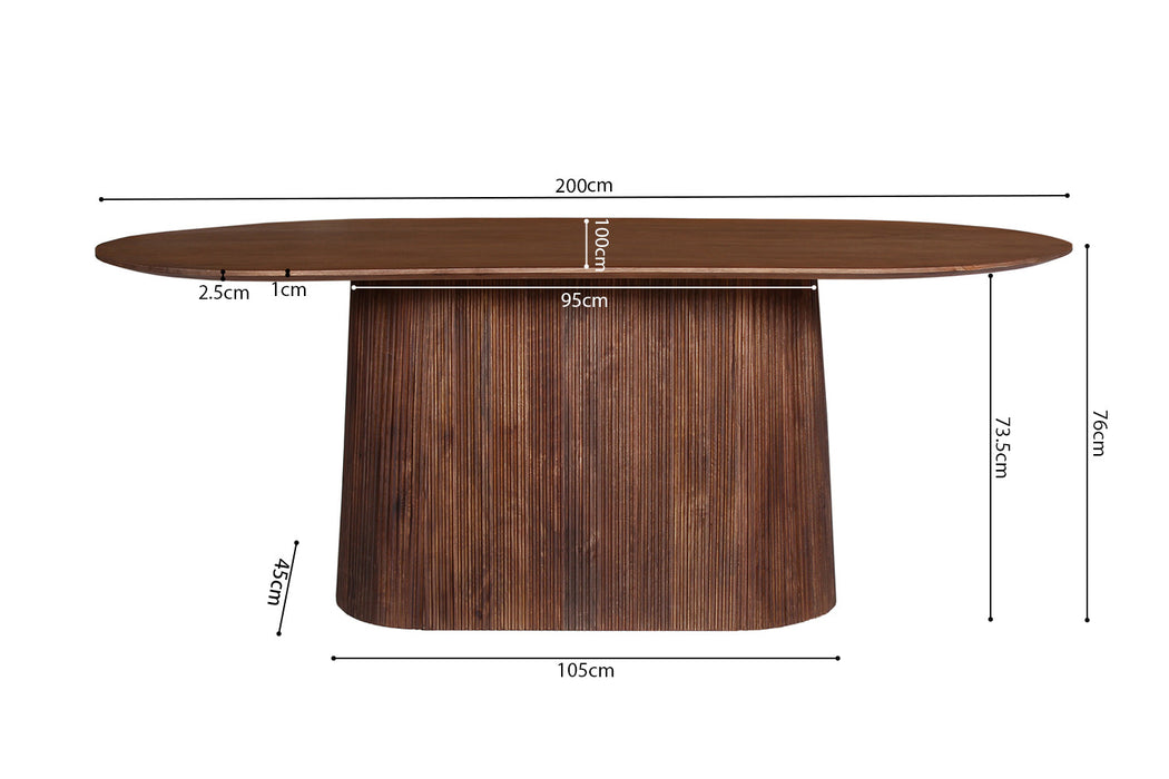 Tafel 'Miguel' 200 cm Ovaal Mango hout Lichtbruin (2c)