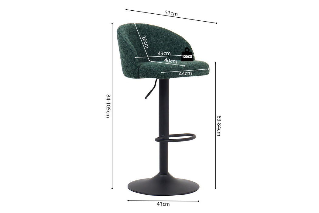 Barstoel 'Arda' Bouclé Groen (2 per doos)