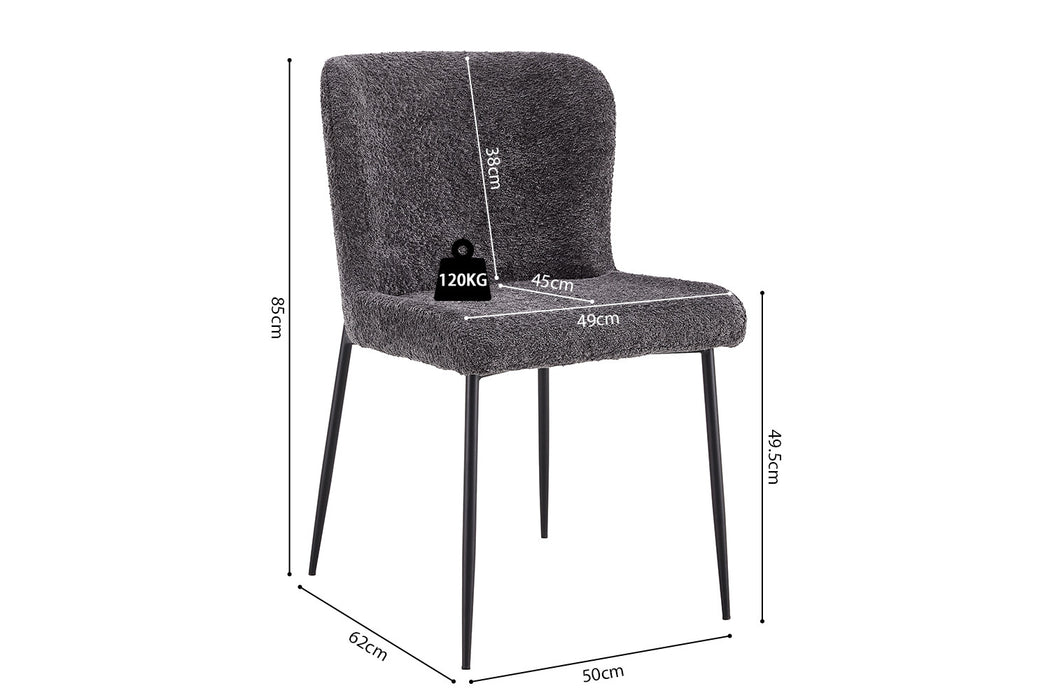 Stoel 'Lisa' Bouclé Donkergrijs (2 per doos)