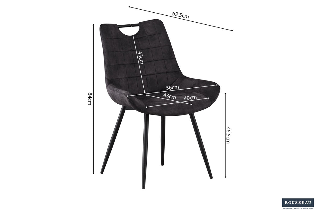 Stoel 'Nina' Fluweel Grijs (2 per doos)