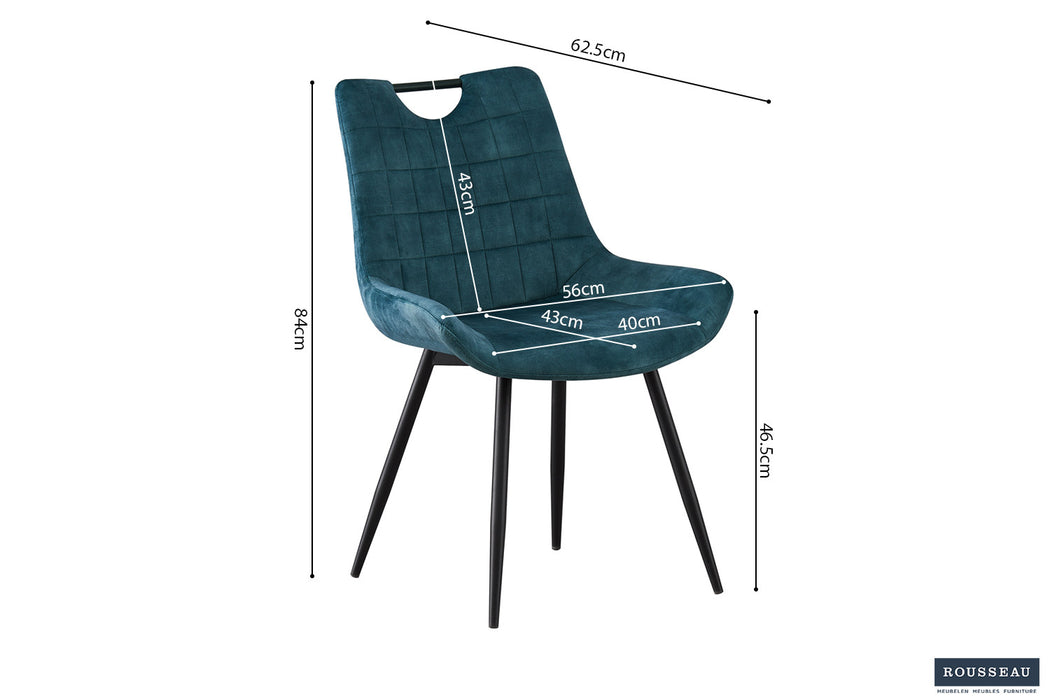 Stoel 'Nina' Fluweel Petrol (2 per doos)