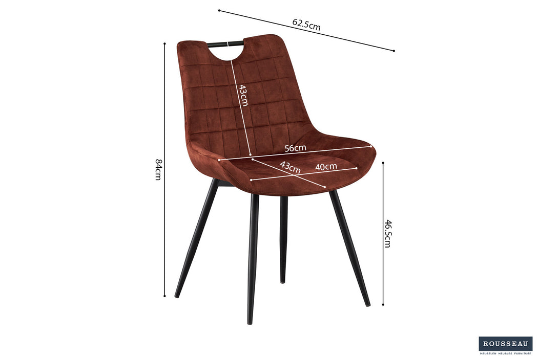 Stoel 'Nina' Fluweel Roest (2 per doos)