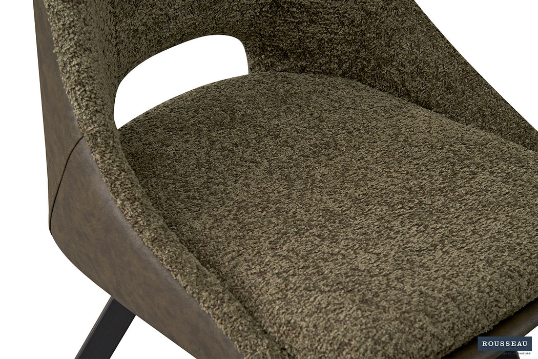 Stoel 'Filou' Bouclé Groen Rug PU Donkergroen (2 per doos)