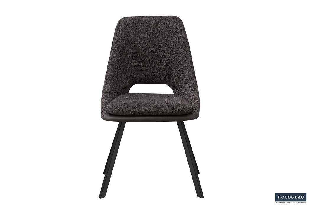 Stoel 'Filou' Bouclé Grijs Rug PU Lichtgrijs (2 per doos)