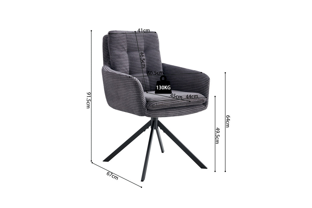 Stoel 'Luna' Draaibaar tot 0 Corduroy Fabb Hyper 16 Grijs (2 per doos)