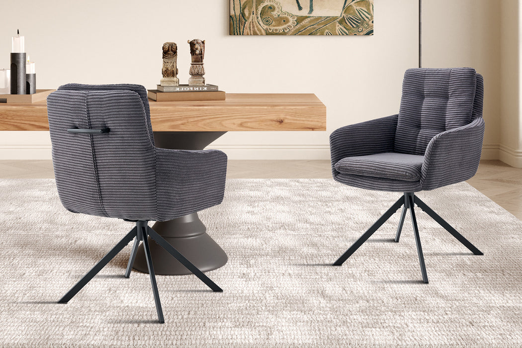 Stoel 'Luna' Draaibaar tot 0 Corduroy Fabb Hyper 16 Grijs (2 per doos)