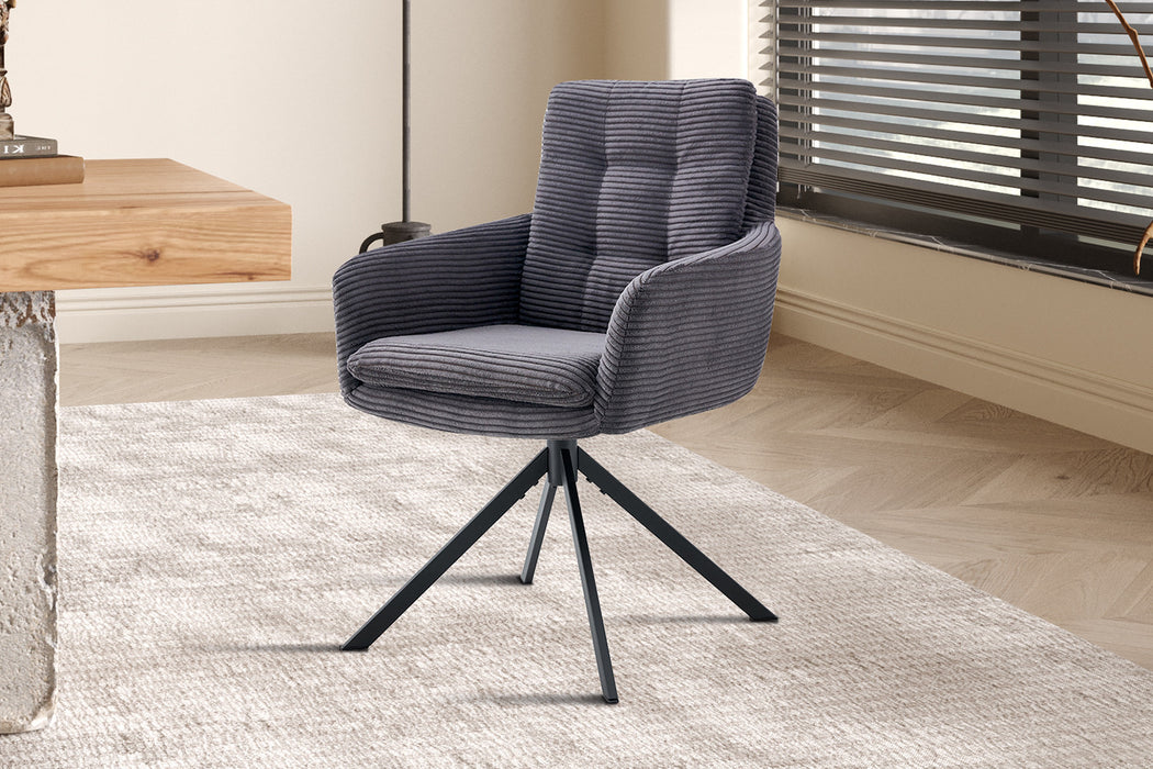 Stoel 'Luna' Draaibaar tot 0 Corduroy Fabb Hyper 16 Grijs (2 per doos)