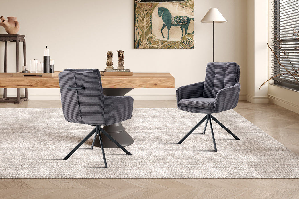 Stoel 'Luna' Draaibaar tot 0 Corduroy Fabb Hyper 16 Grijs (2 per doos)
