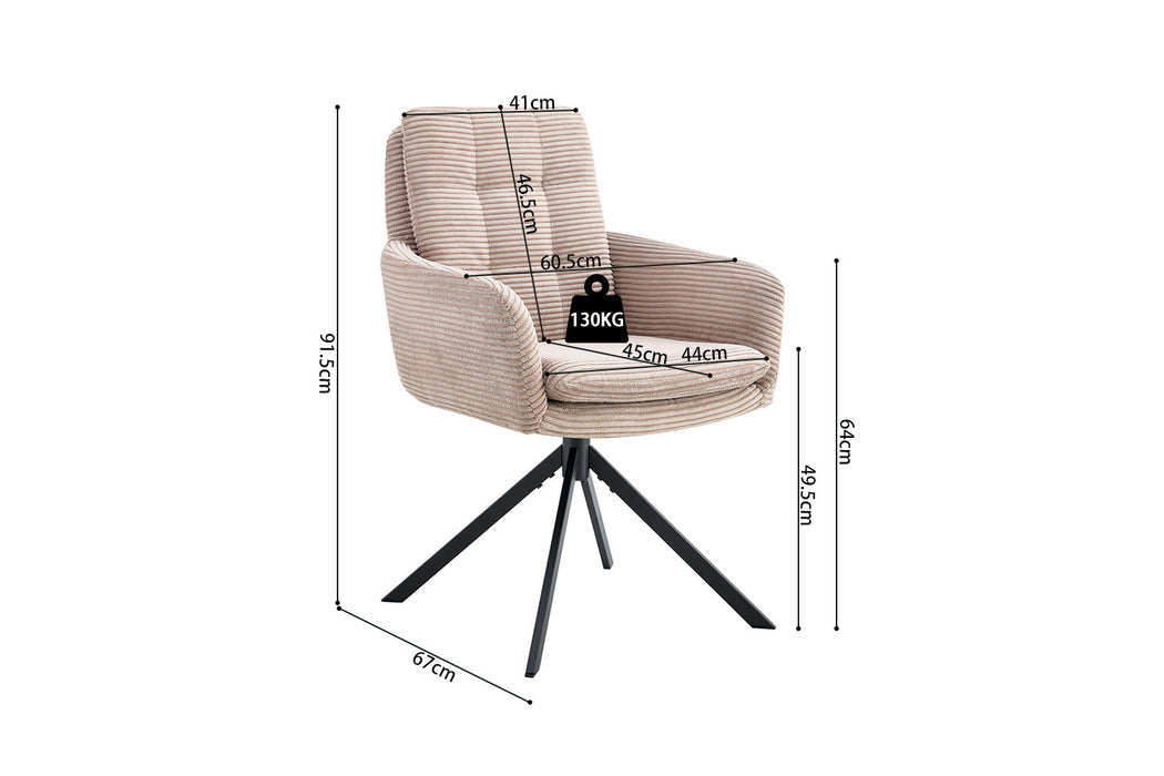 Stoel 'Luna' Draaibaar tot 0 Corduroy Fabb Hyper 38 Zand (2 per doos)