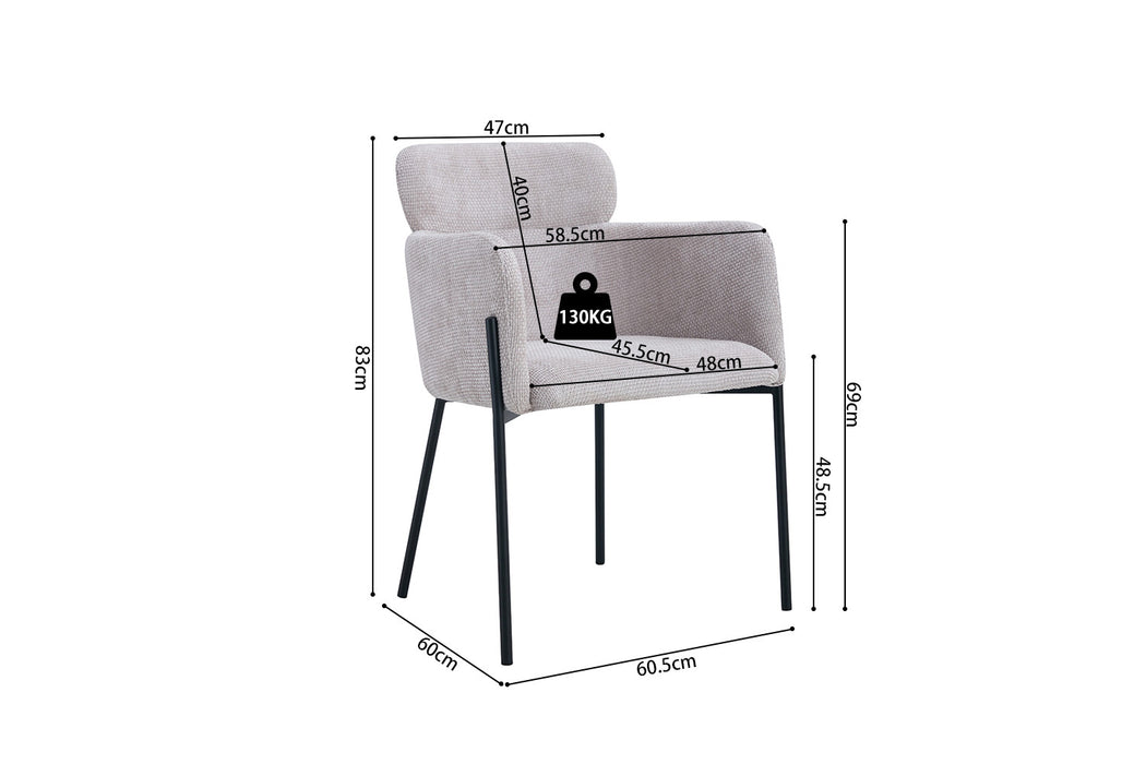 Stoel 'Naomi' Stof Beige (2 per doos)