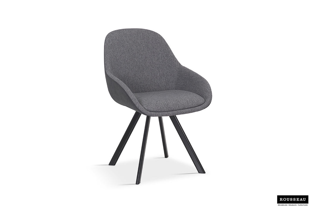 SALE - Stoel 'Jan' Stof Grijs Rug PU Donkergrijs (2 per doos)