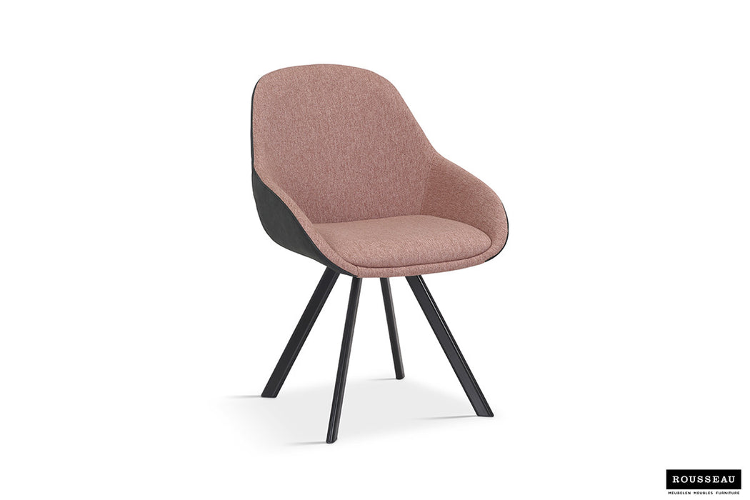 SALE - Stoel 'Jan' Stof Roze Rug PU Donkergrijs (2 per doos)