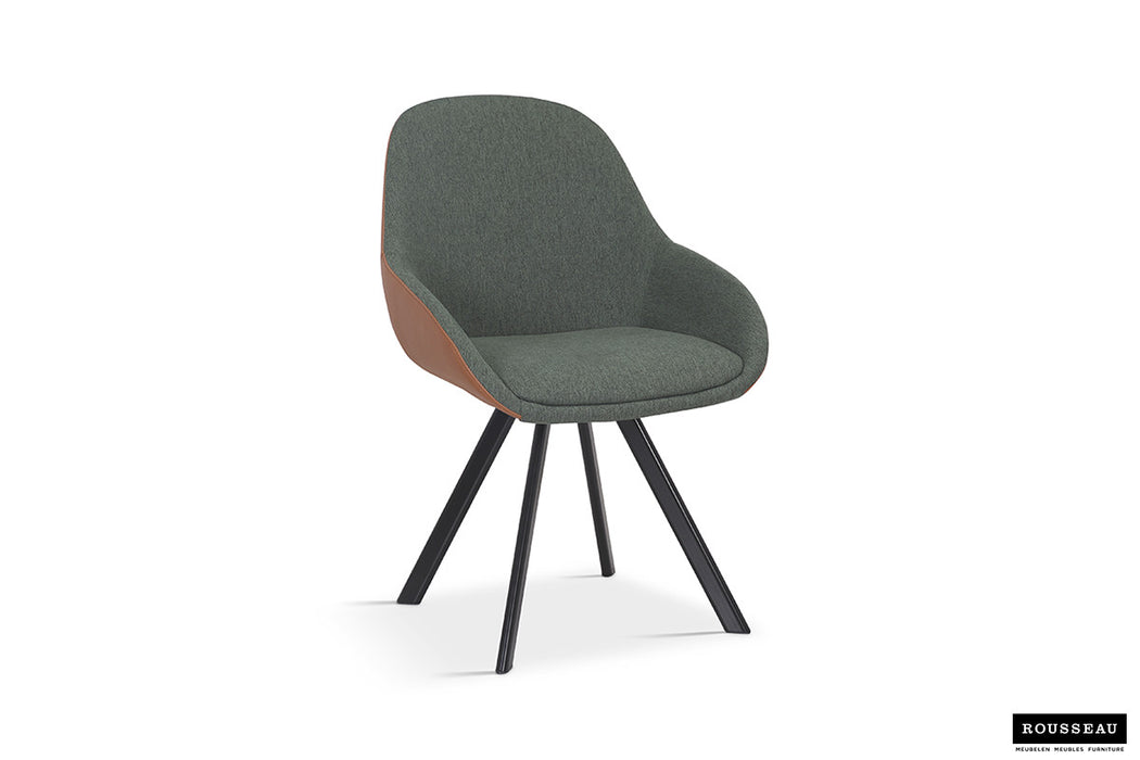 SALE - Stoel 'Jan' Stof Groen Rug PU Cognac (2 per doos)
