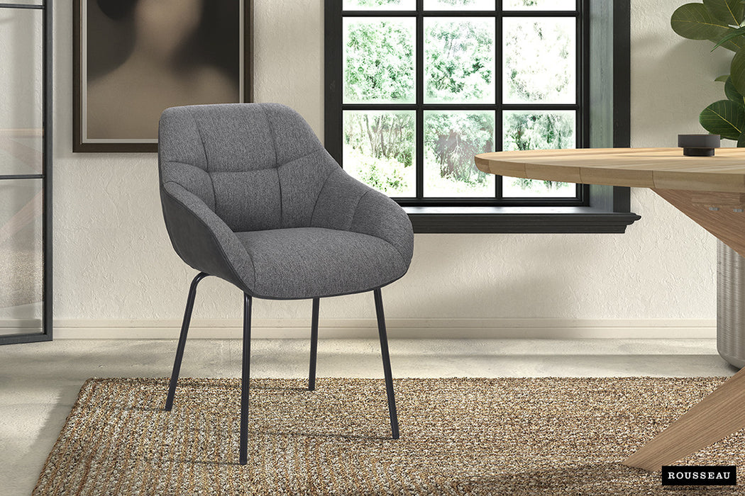 SALE - Stoel 'Sem' Stof Grijs Rug PU Donkergrijs (2 per doos)