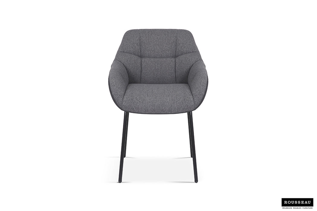 SALE - Stoel 'Sem' Stof Grijs Rug PU Donkergrijs (2 per doos)