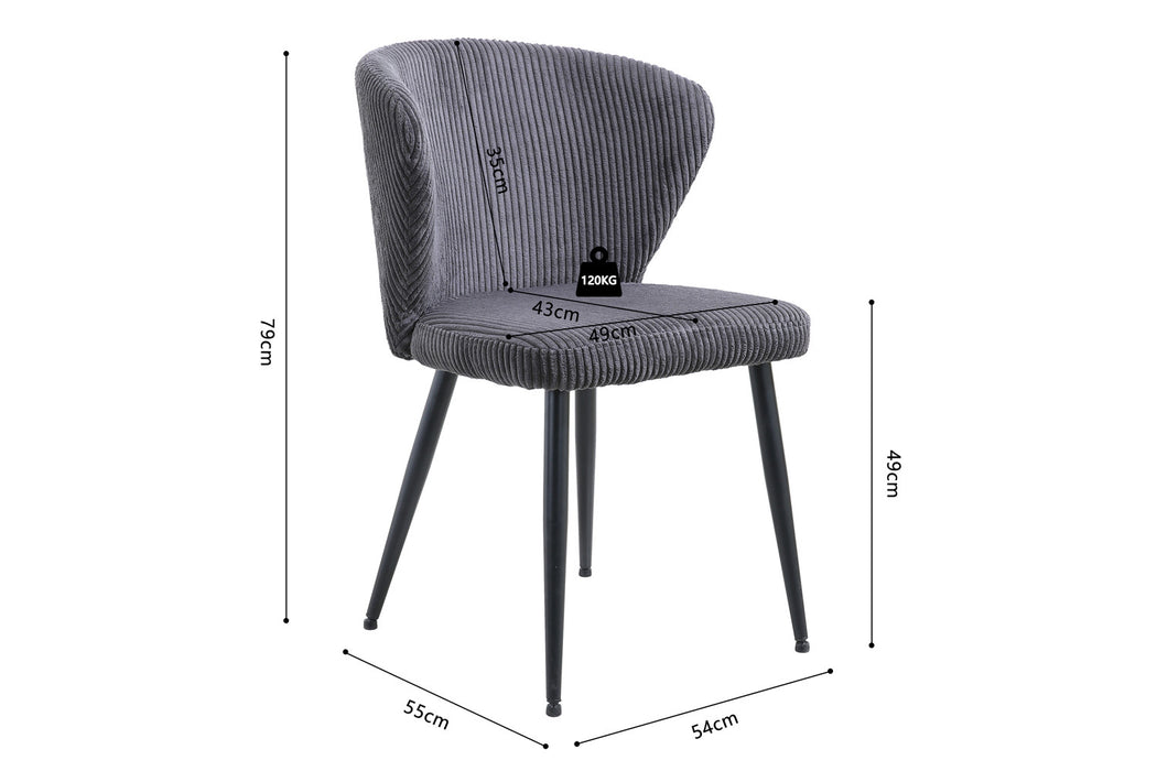 Stoel 'Tornado' Corduroy Fabb Hyper 16 Grijs (2 per doos)