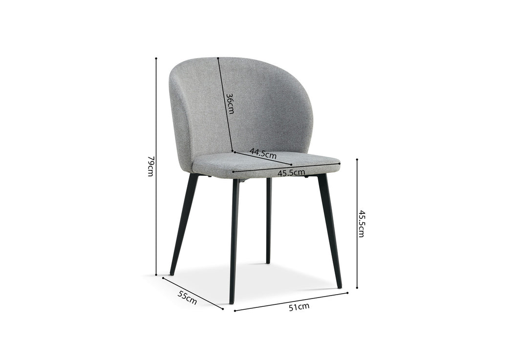 Stoel 'Toledo' Stof Lichtgrijs (2 per doos)