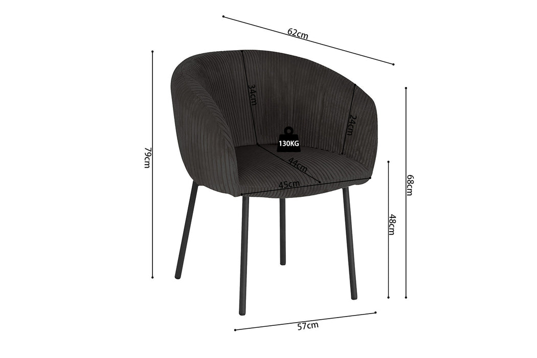 Stoel 'Sevilla' Corduroy Fabb Hyper 16 Grijs (2 per doos)