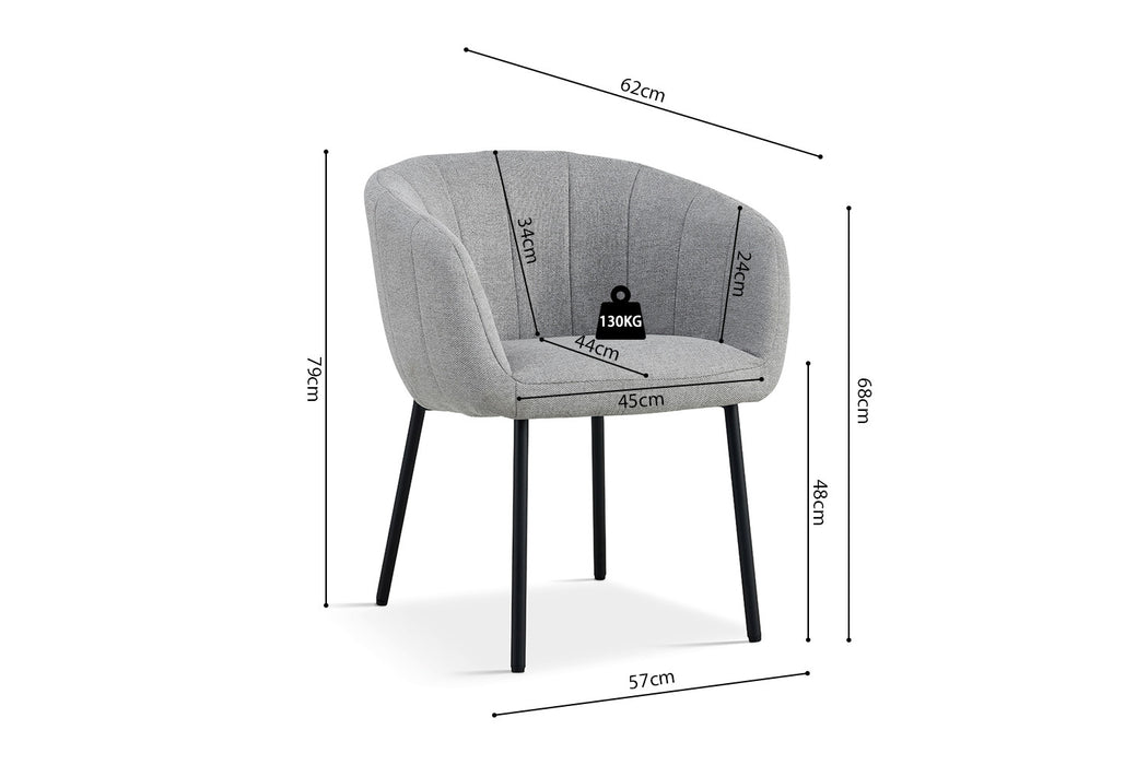 Stoel 'Sevilla' Stof Lichtgrijs (2 per doos)