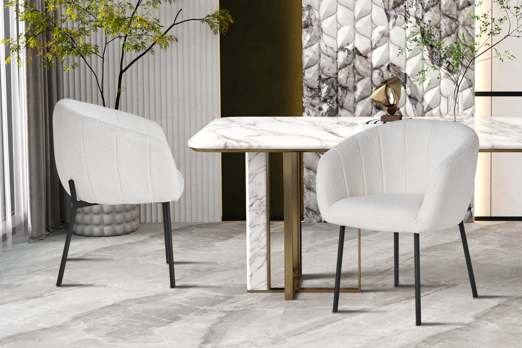 Stoel 'Sevilla' Bouclé Wit (2 per doos)