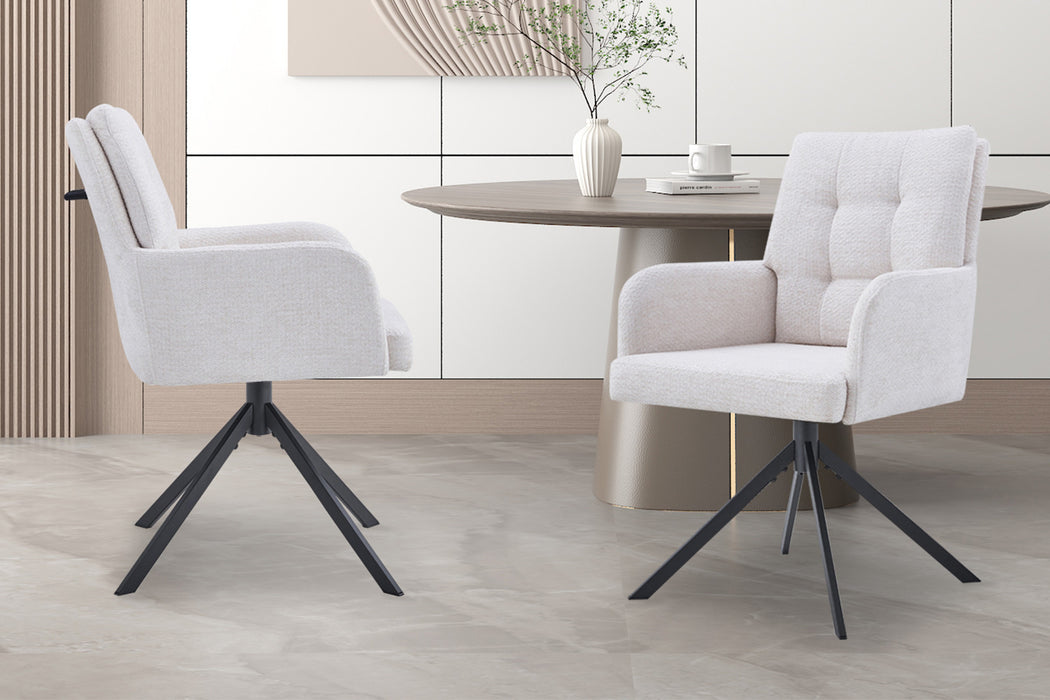 Stoel 'Granada' Draaibaar tot 0 Stof Davis Bliss 75-02 Ecru (2 per doos)