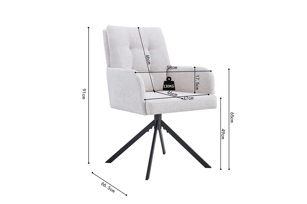 Stoel 'Granada' Draaibaar tot 0 Stof Davis Bliss 75-02 Ecru (2 per doos)