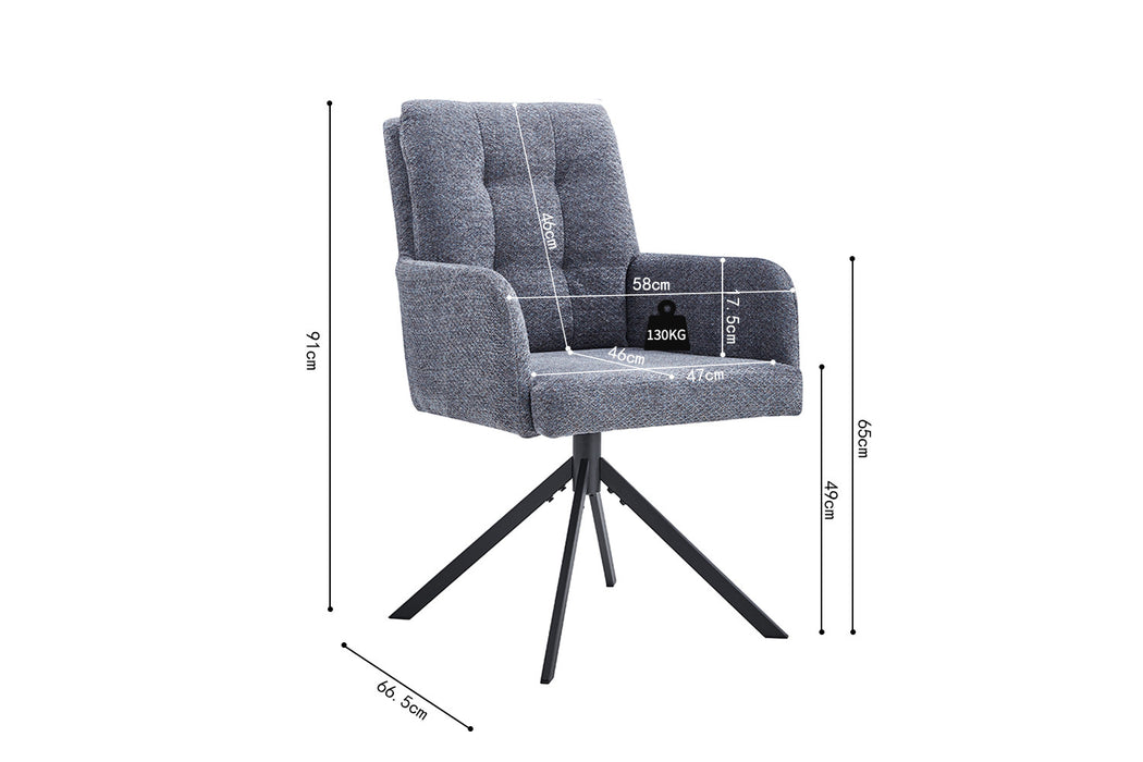 Stoel 'Granada' Draaibaar tot 0 Stof Davis Bliss 75-73 Donkergrijs (2 per doos)