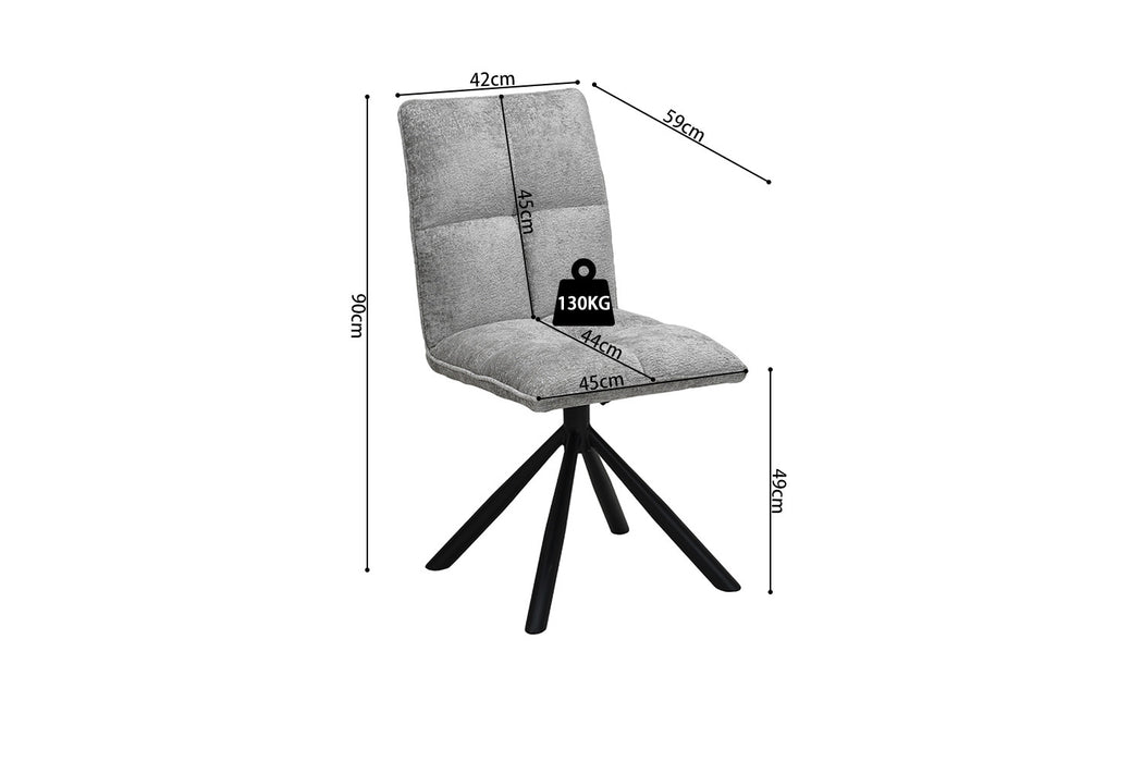 Stoel 'Jack' Draaibaar tot 0 Stof Lichtgrijs (2 per doos)