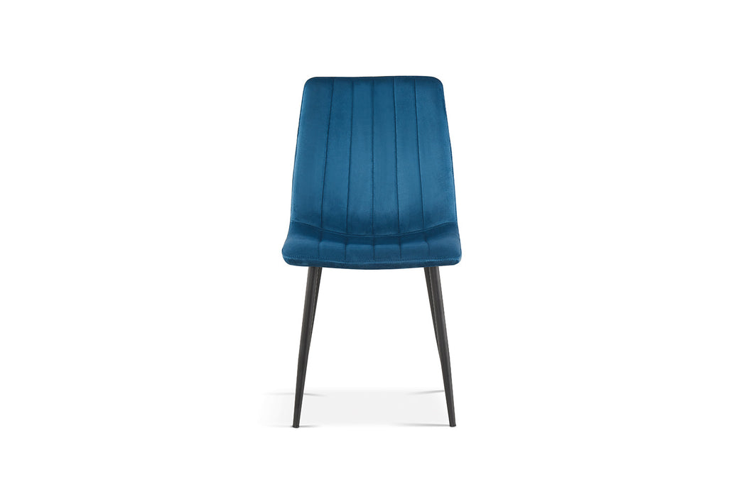 PROMO - Stoel 'Willis' Fluweel Blauw (4 per doos)