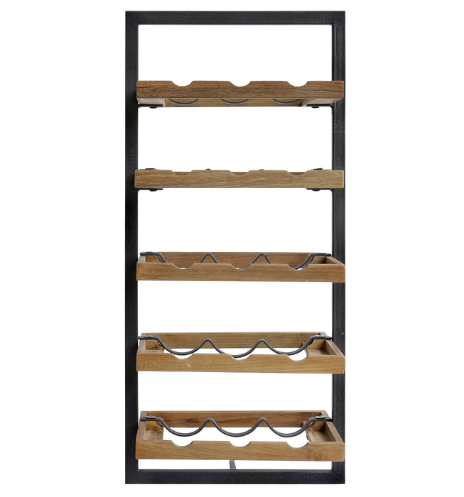 Wijnrek voor 15 flessen - Teak & Metaal