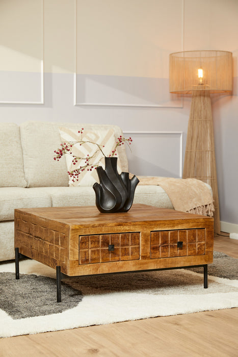 Salontafel Brandy - Mangohout & Metalen Poten - 80x80 cm