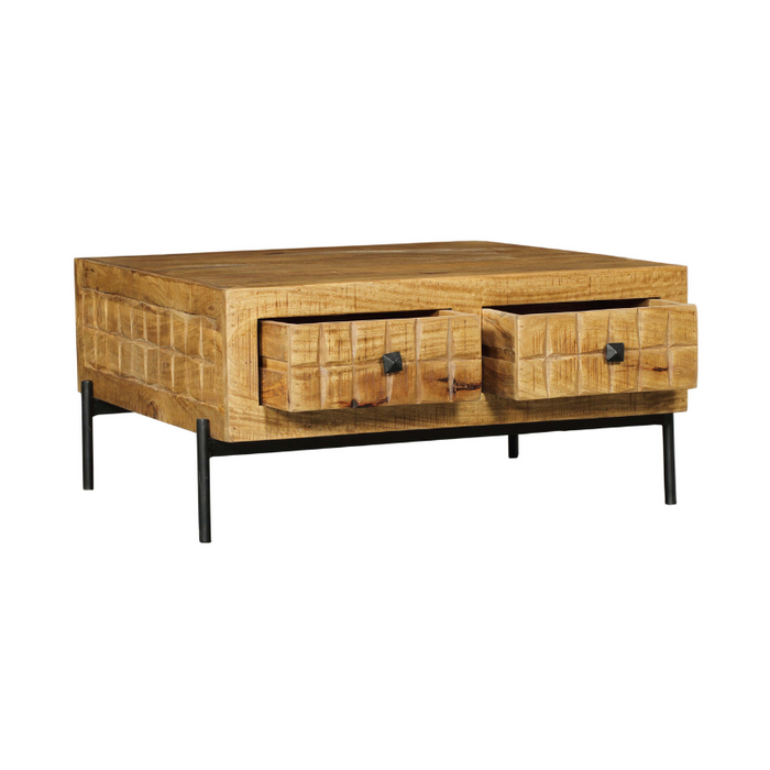 Brandy Salontafel - Mangohout & Metalen Poten - 80x80 cm