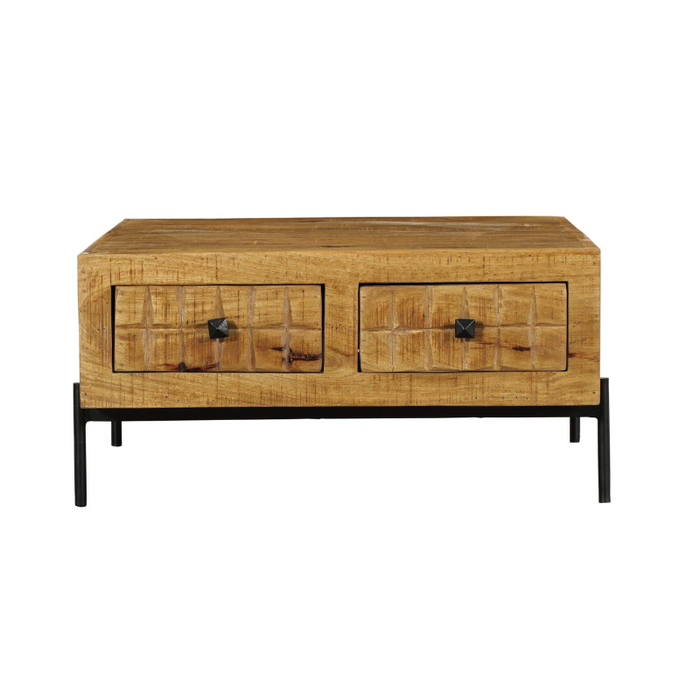 Salontafel Brandy - Mangohout & Metalen Poten - 80x80 cm