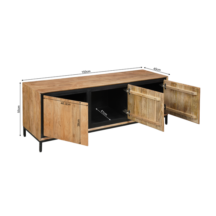 Tv-meubel RichWood - 150 cm - Mangohout & Metaal