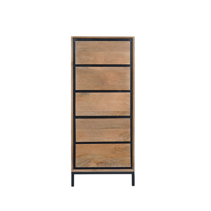 RichWood Ladekast - 50 cm | Mangohout & Zwart Metaal