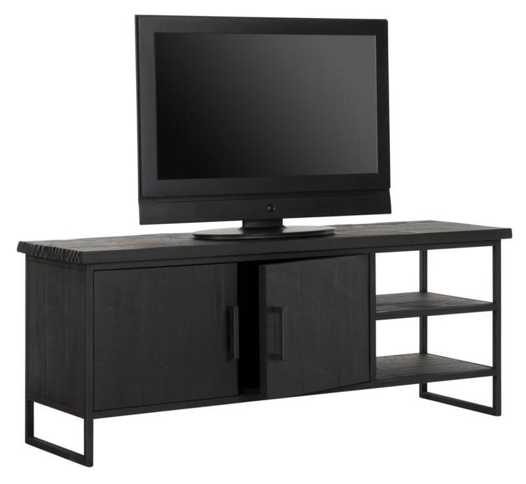 TV stand Beam No.2 small, 2 doors, 2 open racks BLACK