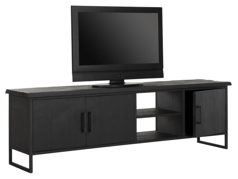 TV stand Beam No.2 medium, 3 doors, 2 open racks BLACK