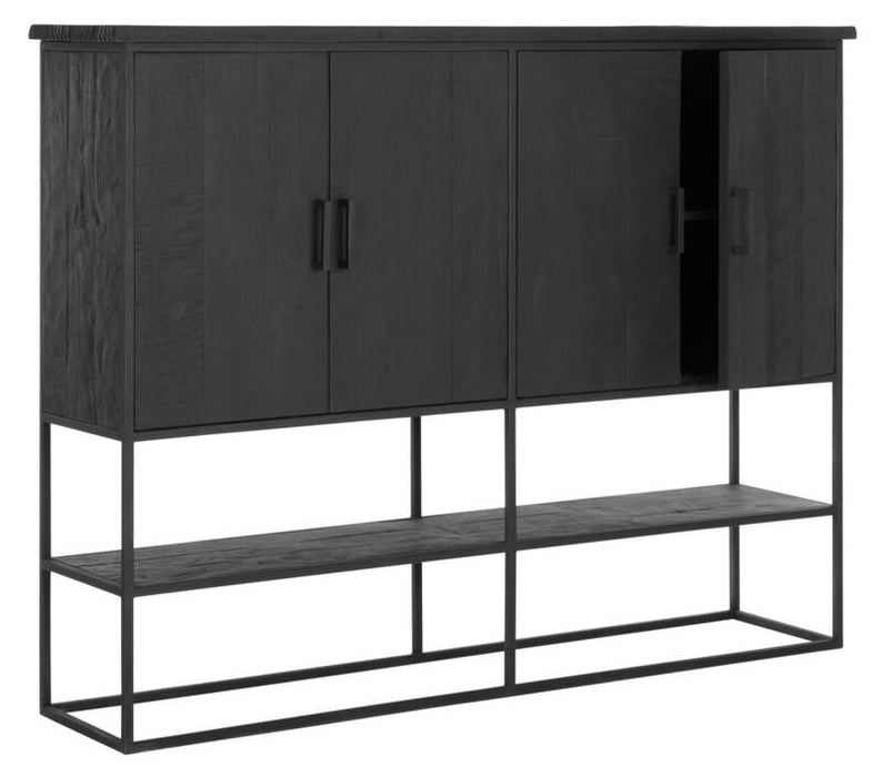 Zwart Beam Cabinet Large met 4 Deuren en Open Vak