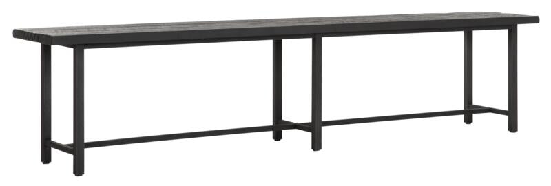 Bench Beam BLACK - Zwarte bank met teakhouten zitting