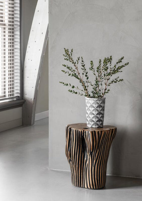 Stool Stripe - Teakhouten Kruk