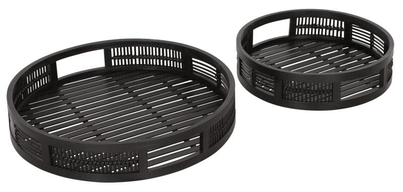 Tray Algarve round BLACK, set of 2 - ORDER by 2 pcs