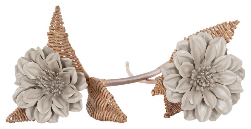 Rieten bloem 'Light Grey' - Set van 4