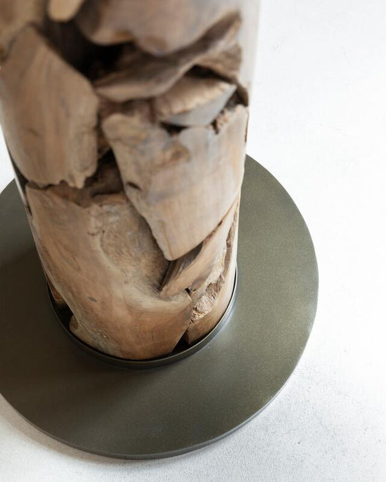 Tempo Vloerlamp - Linnen Kap & Teakhout