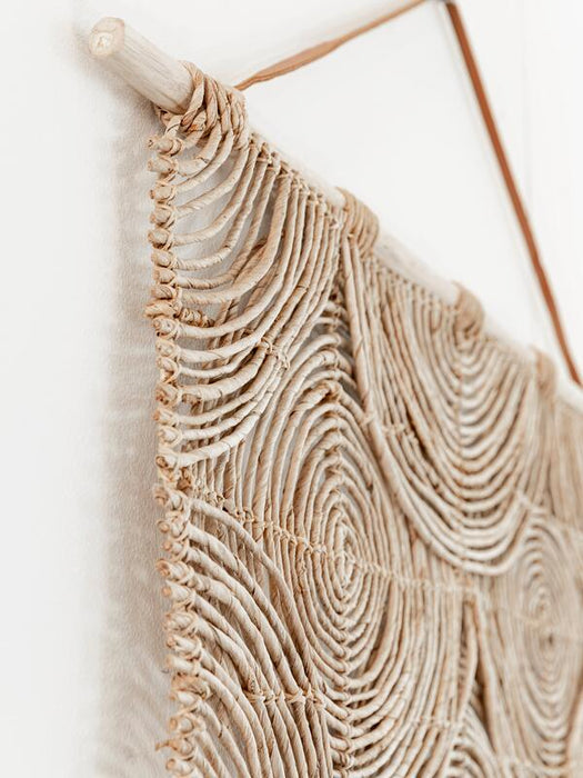 Wall Panel Round & Round - Natuurlijk Abaca & Teakhout