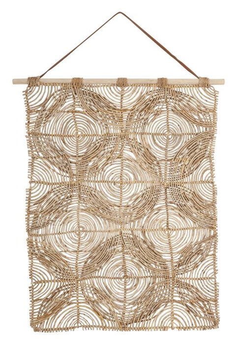 Wall Panel Round & Round - Natuurlijk Abaca & Teakhout