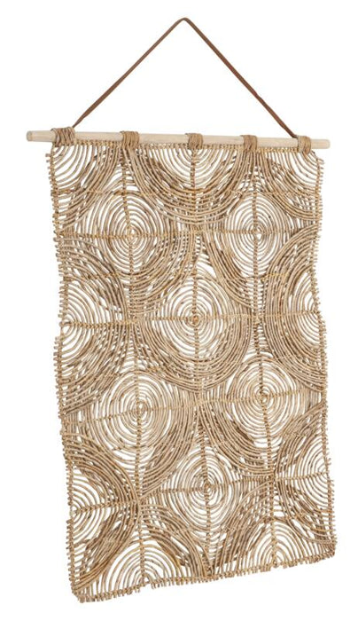 Wall Panel Round & Round - Natuurlijk Abaca & Teakhout