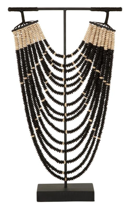 Statue Magic Black - Zwarte Houten Beeld met Parelsnoer